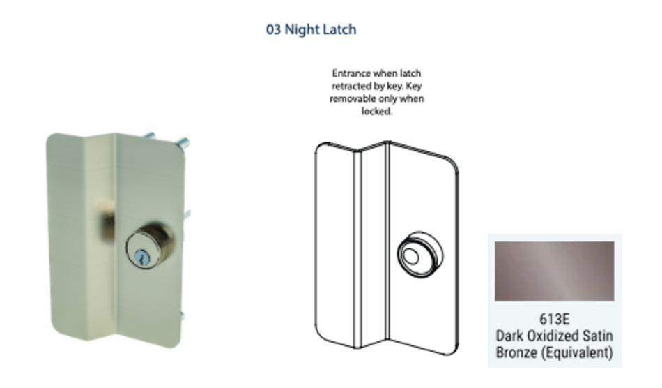 PDQ 6P - 03 Night Latch Pull Plate Exit Device Trim