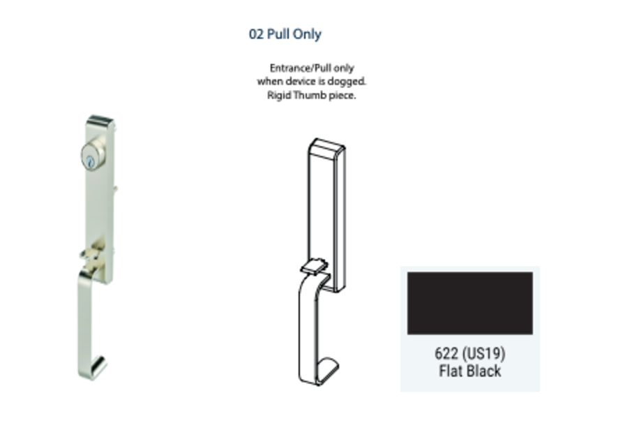 PDQ 6T Thumb Latch Exit Device Trim