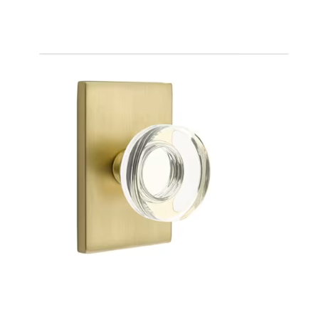 Emtek Modern Disc Glass Knob with Modern Rectangular Rosette