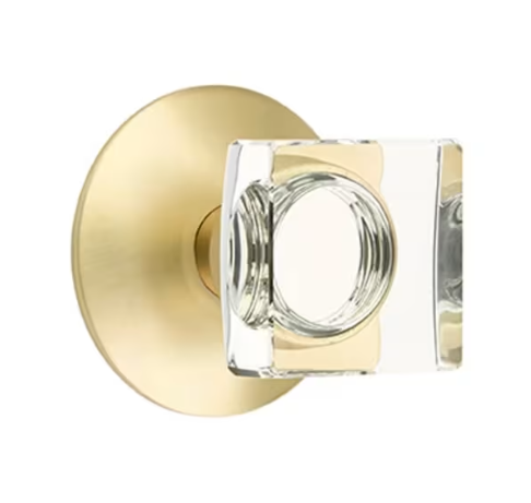 Emtek Modern Square Glass Knob with Modern Rosette