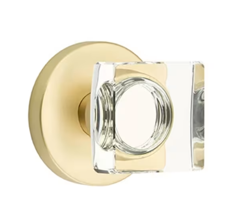 Emtek Modern Square Glass Knob with Disk Rosette