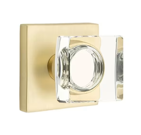 Emtek Modern Square Glass Knob with Square Rosette