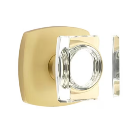 Emtek Modern Square Glass Knob with Urban Modern Rosette