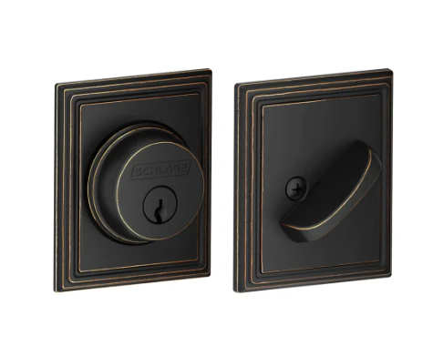 Schlage Single Cylinder Grade 1 Deadbolt with Decorative Addison Rose