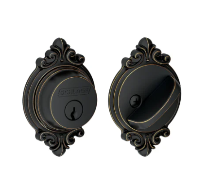 Schlage Single Cylinder Grade 1 Deadbolt with Decorative Brookshire Rose