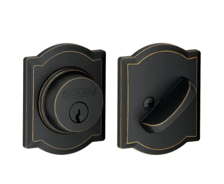 Schlage Single Cylinder Keyed Entry Grade 1 Deadbolt with Decorative Camelot Rose - B-Series