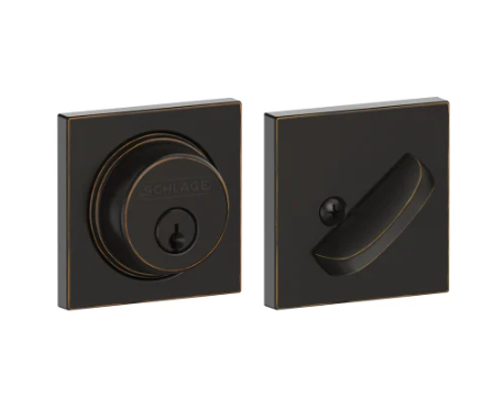 Schlage Single Cylinder Keyed Entry Grade 1 Deadbolt with Decorative Collins Rose from the B-Series