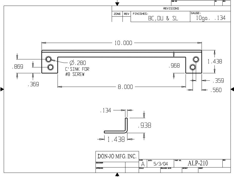 Don-Jo ALP 210 Angle Type for Outswing Doors