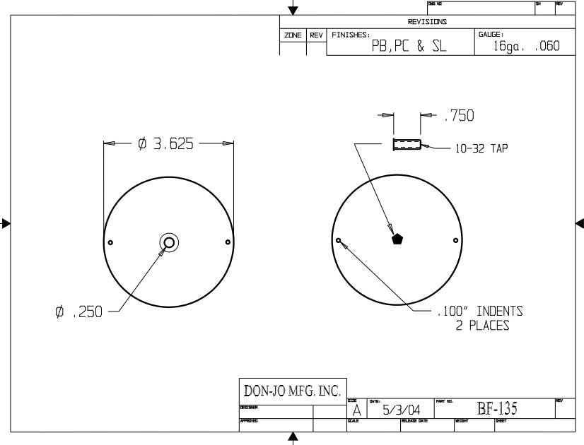 Don-Jo BF 135 Hole Filler Plate