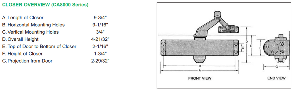Calibre CA8001 ADA Surface Mount Door Closer
