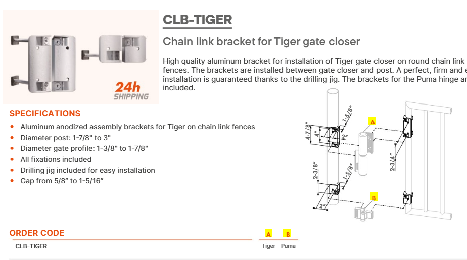 Locinox CLB-Tiger - Chain link bracket for Tiger gate closer