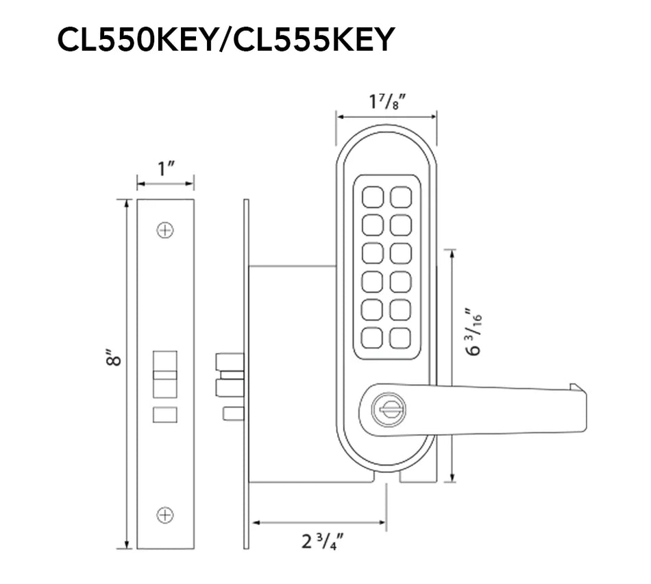 Codelocks CL550 / CL555 Mechanical Pushbutton Mortise Lock