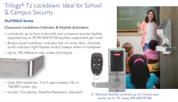 Alarm Lock DL2700DL Lockdown for School & Campus Security