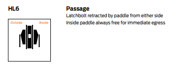 Schlage HL6 Tubular Push/Pull Latchbolt - Passage Lock Function