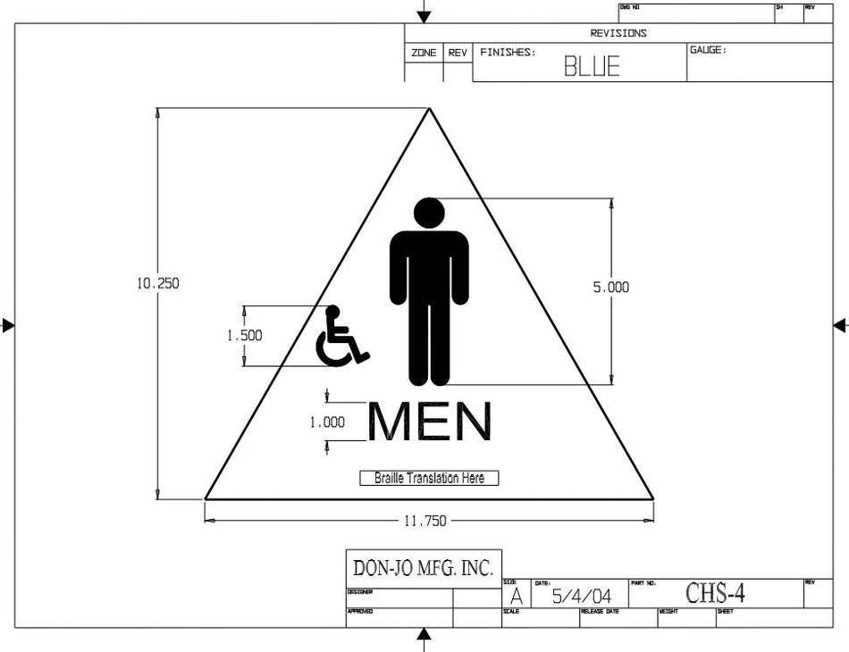 Don-jo CHS 1 Title 24 Sign with Braille Translation