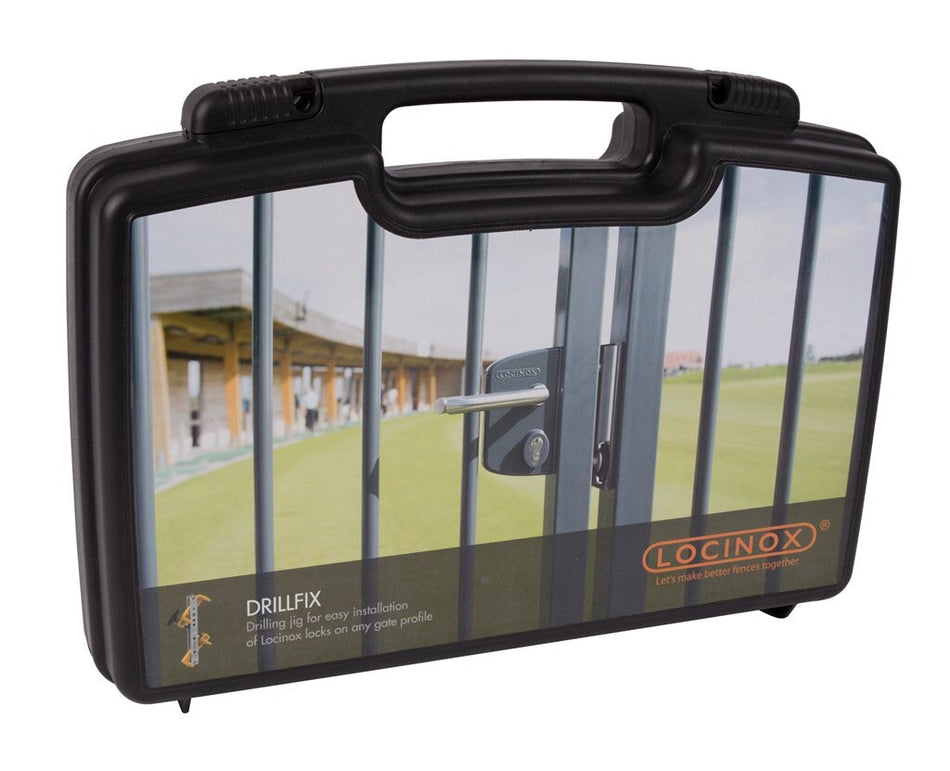 Locinox - Tool case with drilling jig for surface mounted locks and corresponding keeps