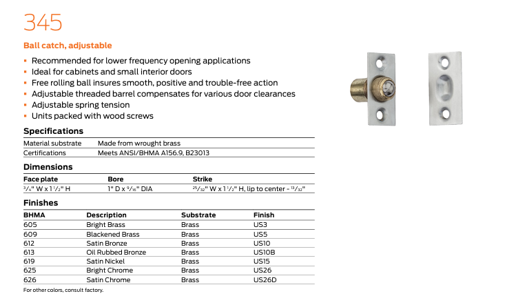 Ives - 345 Adjustable Ball Catch