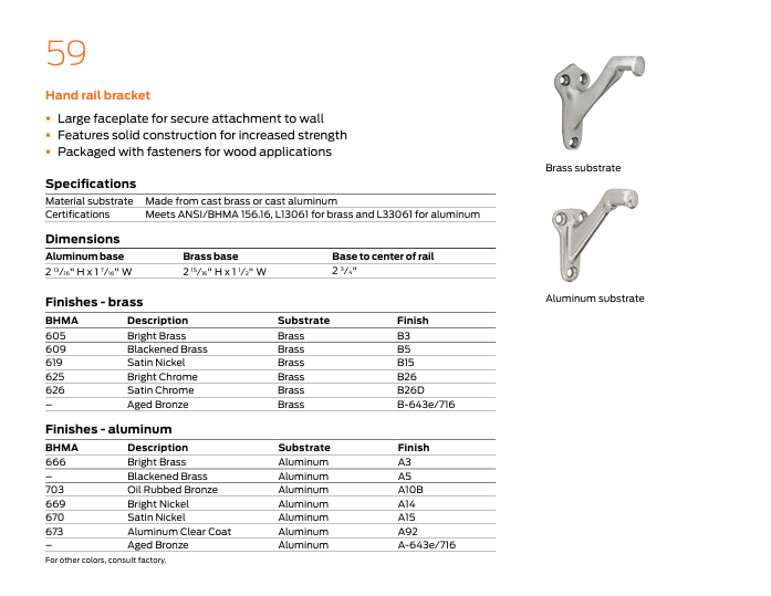 Ives - 59A Aluminum Hand Rail Bracket