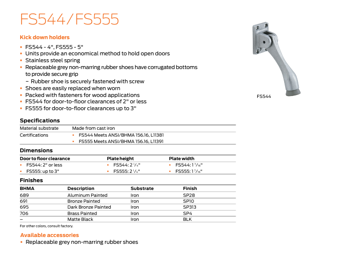 Ives - FS544 4" Kick Down Door Holder