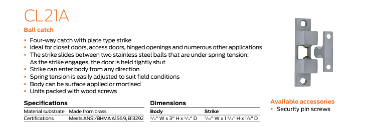 Ives - CL21A 4-Way Ball Catch