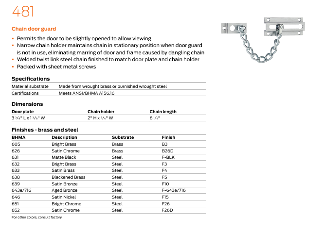 Ives - 481 Chain Door Guard