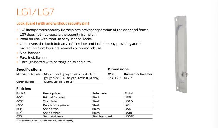 Ives - LG1 Lock Guard with Security Pin Frame
