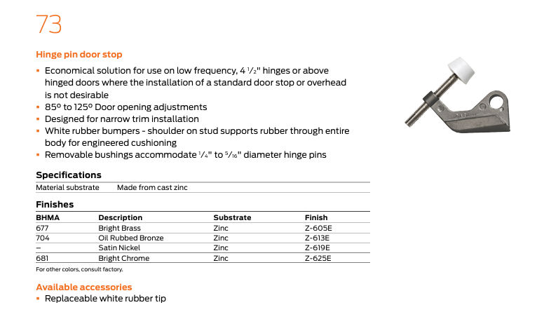 Ives - 73 Zinc Hinge Pin Door Stop