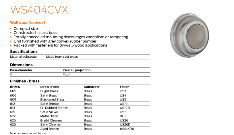 Ives - WS404CVX Convex Wall Bumpers
