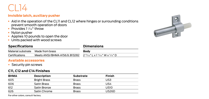 Ives - CL14 Hidden Cabinet Latch