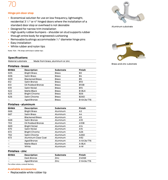 Ives - 70 Aluminum Hinge Pin Door Stop