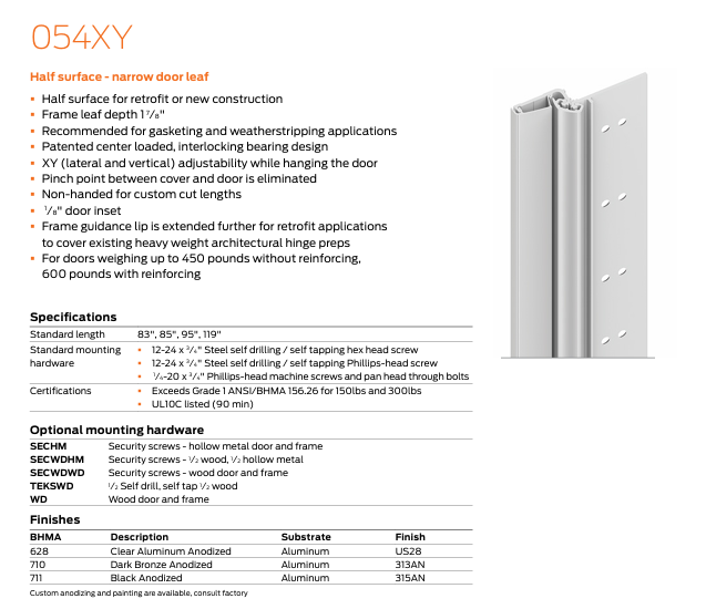 Ives - 054XY Half Surface Narrow Door Leaf Hinge
