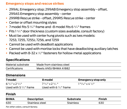 Ives - 299AB Offset Emergency Stop Assembly