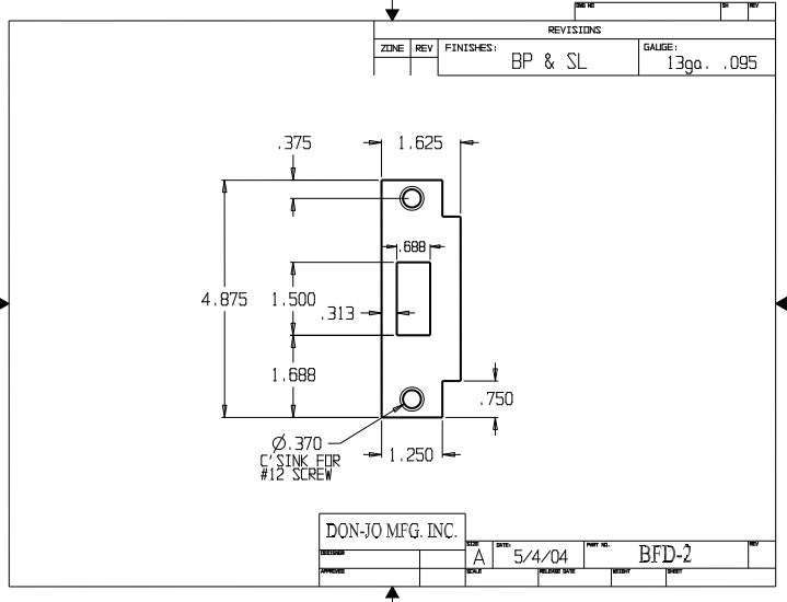 Don-Jo BFD 2 ASA Strike for Hollow Metal Frame